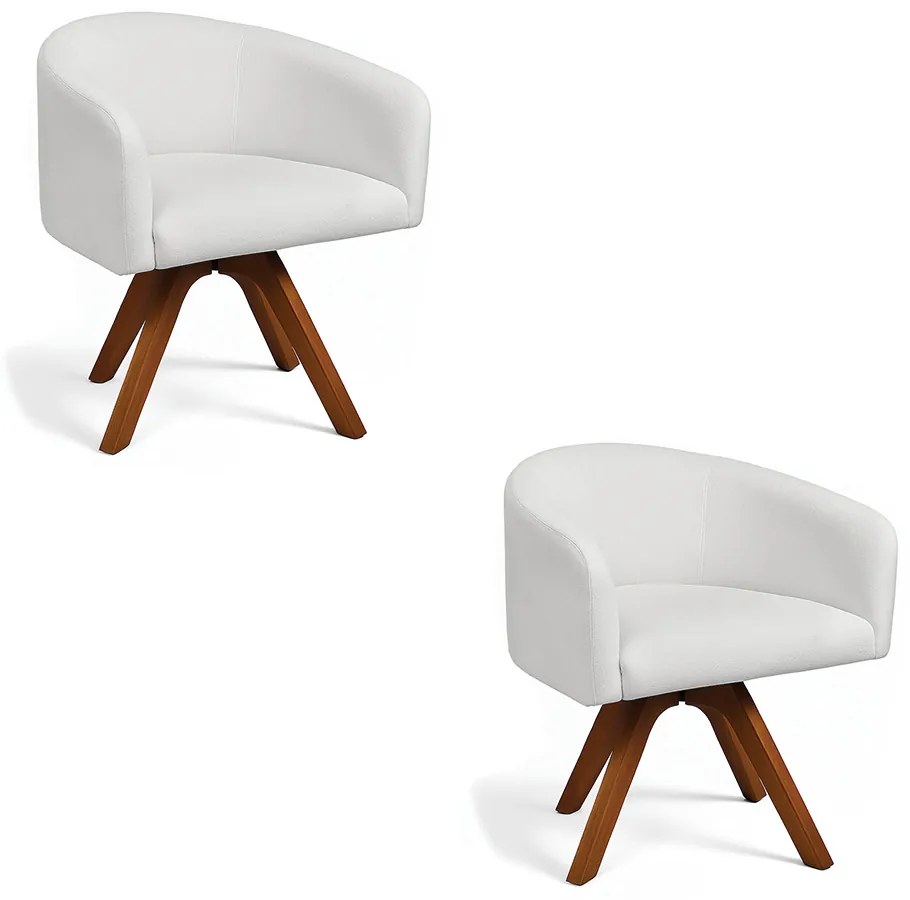 Poltrona Sala Base Giratória Madeira Kit 2 Arielle Bouclê D03 - D'Rossi - Cinza