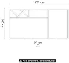 Armário de Cozinha Aéreo 120cm Nala Freijó UV/Off Acetinado Z44 - Mpoz