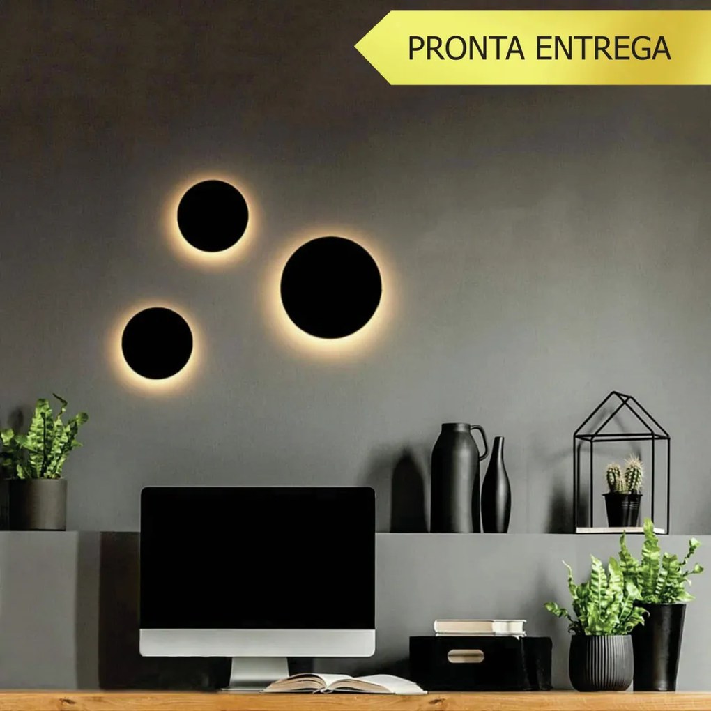Arandela Eclipse Curvo 3Xg9 Ø30X7Cm | Usina 239/30 (PT - Preto Texturizado)