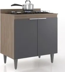 Balcão de Cozinha Para Cooktop 80cm Pérola Z34 Freijó/Grafite - Mpozen