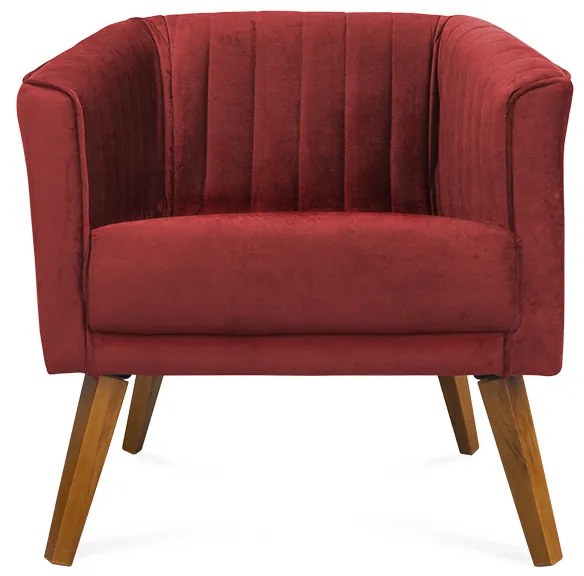 Poltrona Decorativa Dalia Pés de Madeira Suede Vermelho - Sheep Estofados - Vermelho