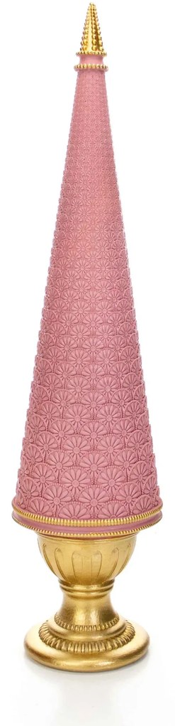 Árvore Decorativa de Natal Em Resina Rosa e Dourado 45 Cm - D'Rossi