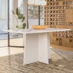 Mesa de Jantar Retangular 160cm 6 Lugares Zuma Off White N02 - Mpozena