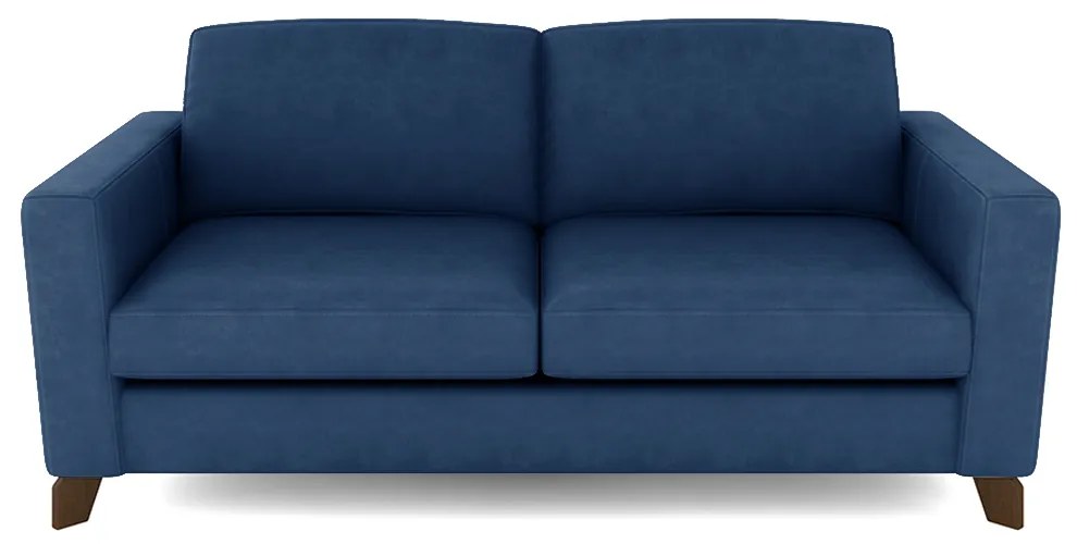 Sofá Sala de Estar Living 3 Lugares 200cm Presley Pés Madeira Veludo Azul Marinho G52 - Gran Belo