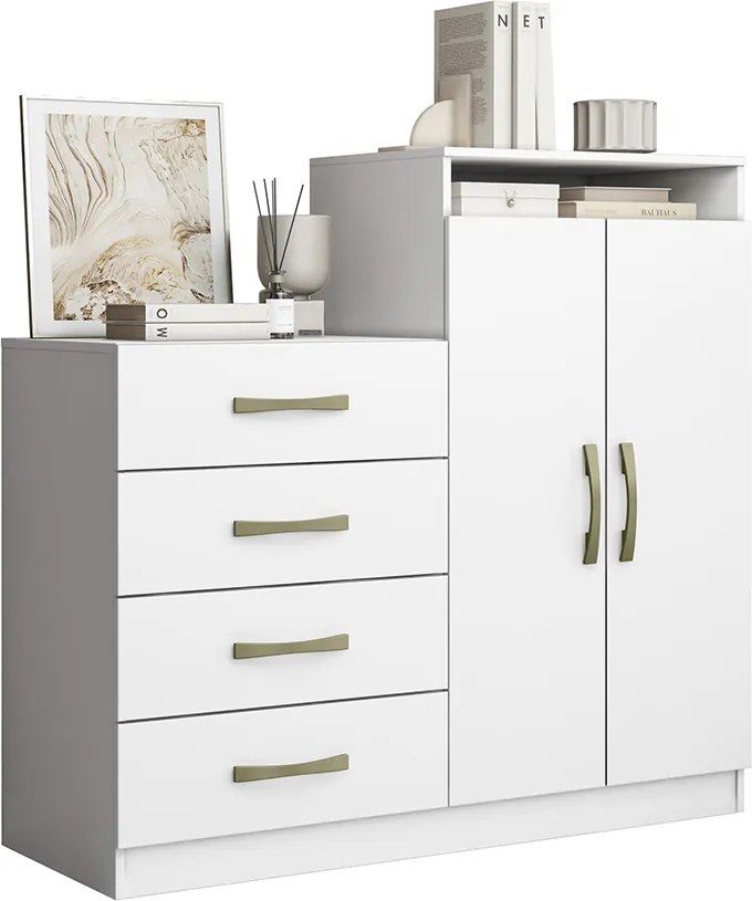 Cômoda Quarto 2 Portas Sapateira 120cm Elára Atacama/Branco A09 - D'Rossi