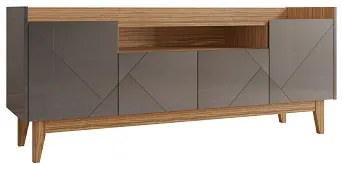 Rack Adria 1.60 Cinza Perola/Noce - Casa D Móveis