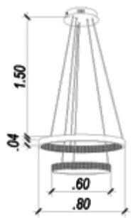 Pendente Oca Aros Duplo Ø80X4Cm / Ø60X4Cm Led 74W 3000K Bivolt | Bella... (Dourado)