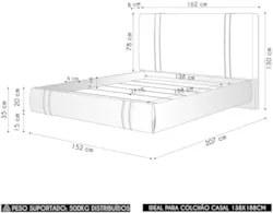 Cama Casal Flutuante Com Cabeceira 140cm Lyra Sintético Camel S05 - Mp