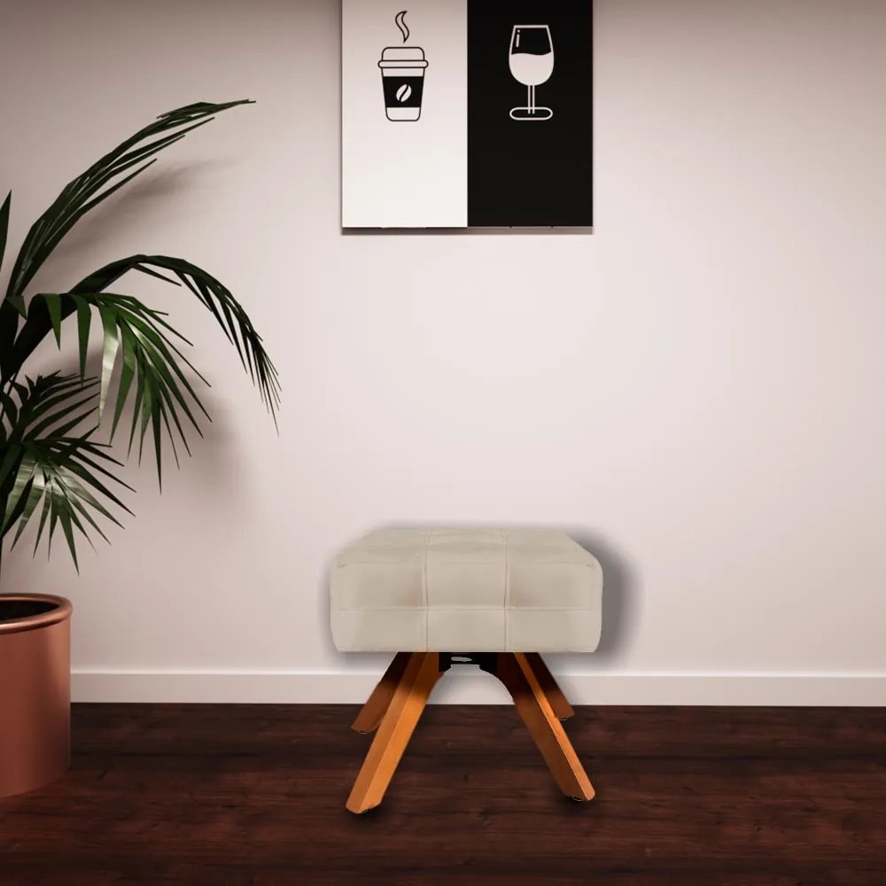 Puff Decorativo Base Giratória Karen Suede Bege G19 - Gran Belo