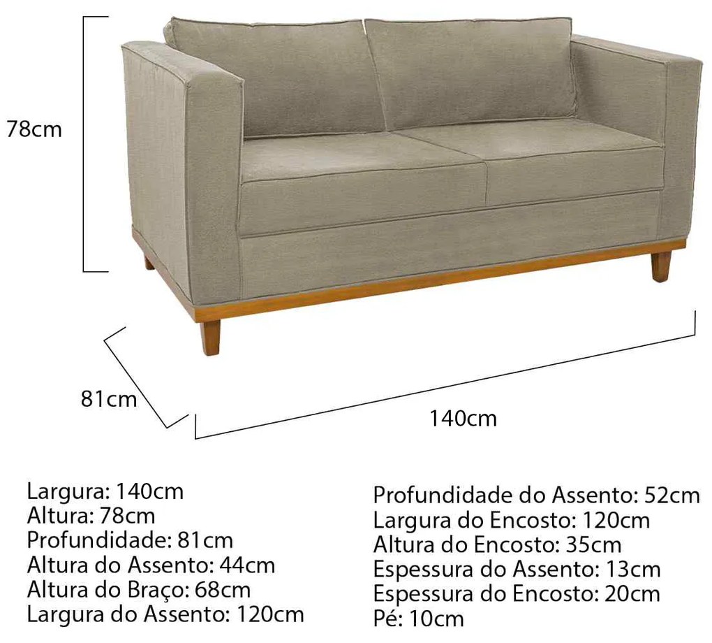 Kit Sofá 2 Lugares e 2 Poltronas Europa Corano Bege ADJ Decor