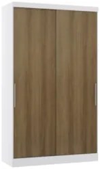 Guarda Roupa Solteiro 135cm 2 Portas 3 Gavetas Taiga Branco/Avelã L01