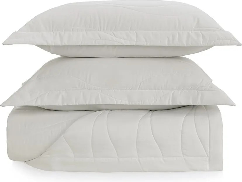 Colcha c/ 2 Porta Travesseiros Trussardi Cetim 300 Fios Novara Branco - Queen Queen