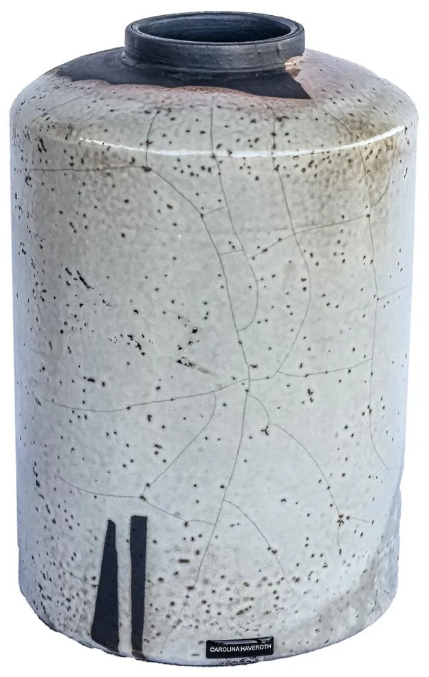 Vaso Reto Decorativo de Cerâmica 25x16x16 - Raku Alto Brilho  Kleiner