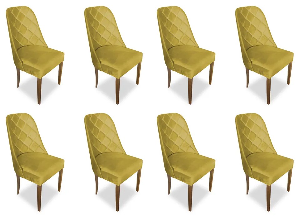 kit com 8 Cadeiras de Jantar Dublin Suede Amarelo