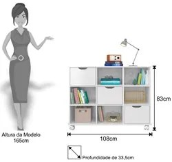 Kit 2 Nichos Organizadores 9 Gavetas com Rodízios Branco - Qmovi