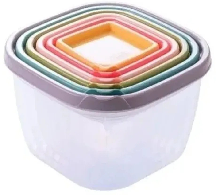 Conjunto De 6 Potes Quadrados Cozinha Conect