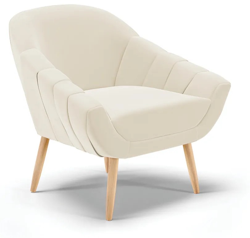 Poltrona Giovana Veludo Pés Palito Natural - Indo Decorar - Bege