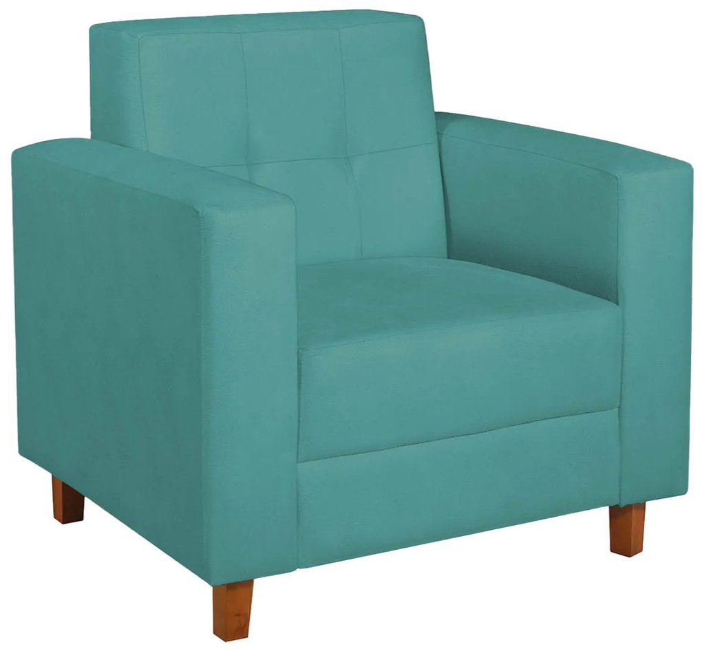 Poltrona Decorativa Denver Suede Azul Turquesa - ADJ Decor