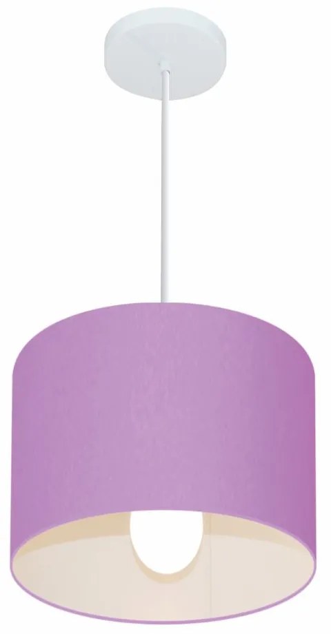 Lustre Pendente Cilíndrico Md-4054 Cúpula em Tecido 30x21cm Lilás - Bivolt