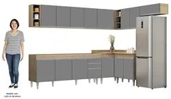 Armário de Cozinha Modulado de Canto 8 Peças CP25 Balcão sem Tampo Cas