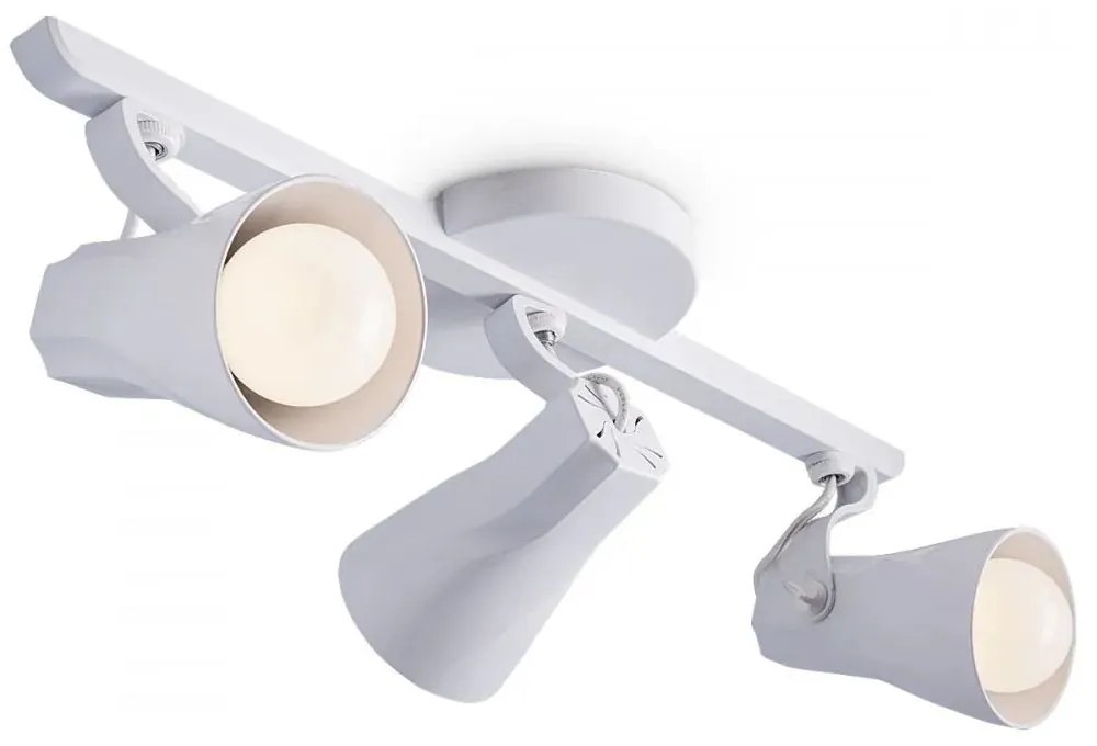 Kit-4 Spot Trilho Triplo Octa 3 Sobrepor Direcionável E-27 Branco
