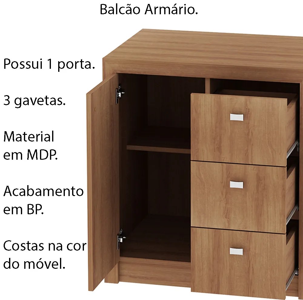 Balcão para Escritório Home Office ME4111 MDP Amendoa G69 - Gran Belo