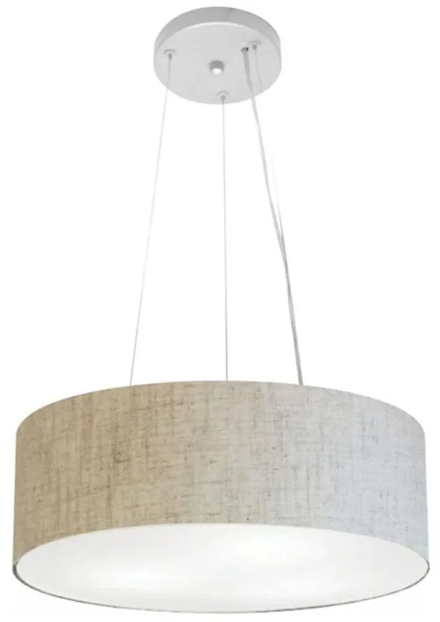 Lustre Pendente Cilíndrico Md-4181 Cúpula em Tecido 40x15cm Rustico Bege - Bivolt