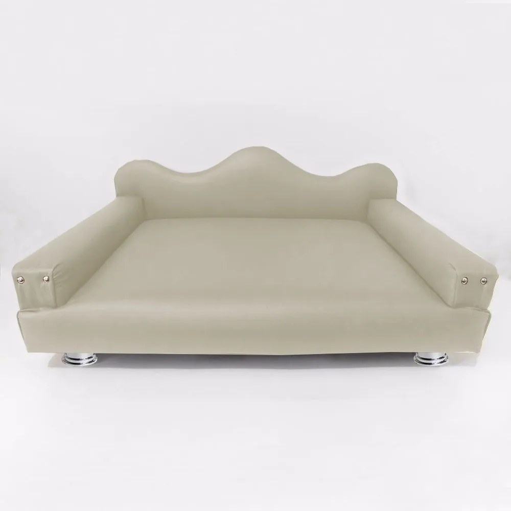 Cama Sofá Pet Meg Para Cães E Gatos Elegante e confortável Courino Bege