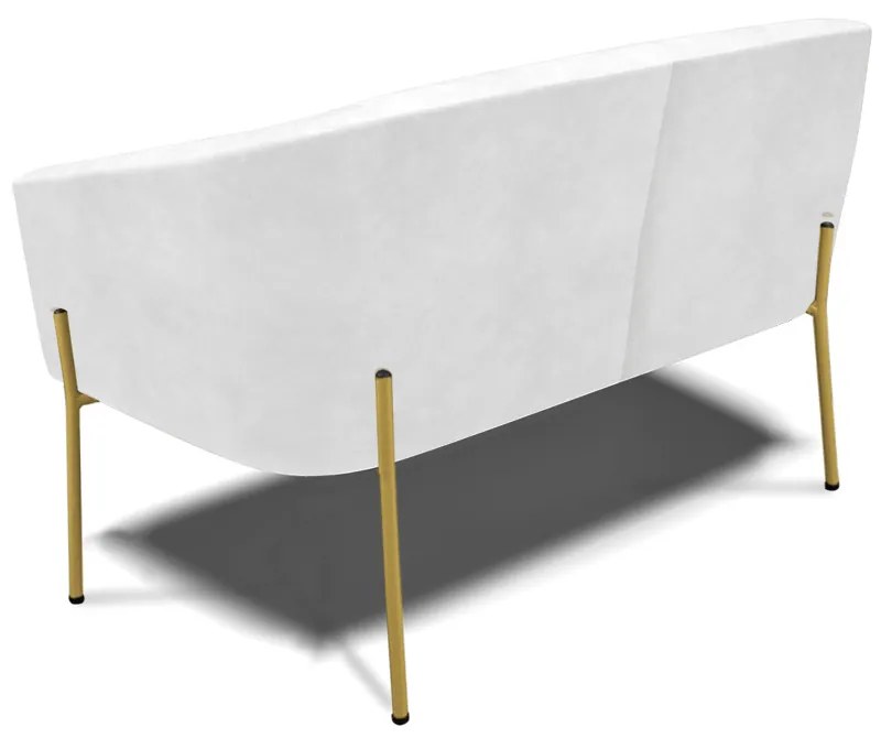 Namoradeira e 2 Poltronas Pé de Ferro Dourado Stella Sintético PU D03 - D'Rossi - Branco