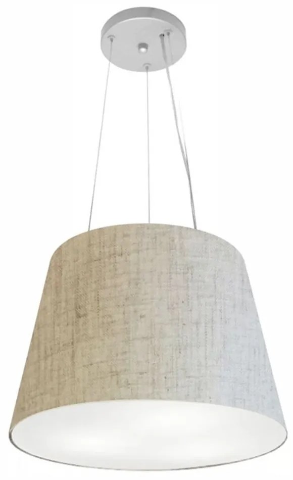 Lustre Pendente Cone Md-4152 Cúpula em Tecido 30/40x30cm Rustico Bege - Bivolt