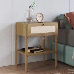 Mesa de Cabeceira Com 1 Gaveta Pés Madeira Arlo A10 Hanover - Mpozenat