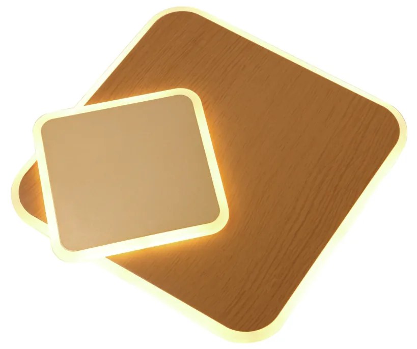Plafon Cedro 37X37X4,5Cm Led 48W 3000K Bivolt Alumínio E Acrílico - Am...