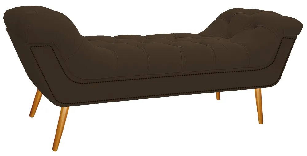 Calçadeira Estofada Veneza 140 cm Casal Suede Marrom - ADJ Decor