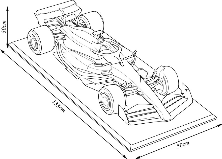 Quadro 1.4 Decorativo F1 SF-25 N44 LH Artesanal Fibra de Vidro e Polietileno Monza GP 2025 Vermelho Escuro G53 - Gran Belo