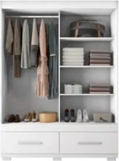 Guarda Roupa Solteiro 137cm 2 Portas Espelho Darius Branco C01 - Mpoze