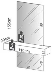 Espelho Decorativo com Bancada Suspensa Faces D01 Freijó/Off White - M