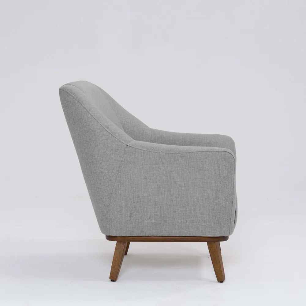 Poltrona Decorativa Pauline D07 Base Madeira Linho Mescla Elefante - D'Rossi