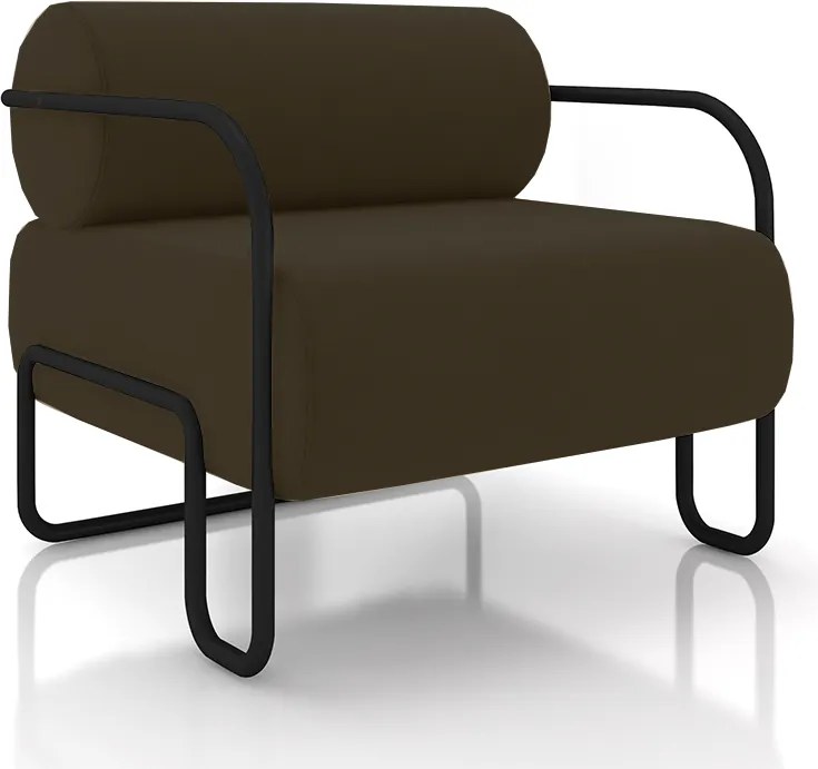 Poltrona Decorativa Sala de Estar Polatsk Base Industrial de Ferro Veludo Marrom G33 - Gran Belo
