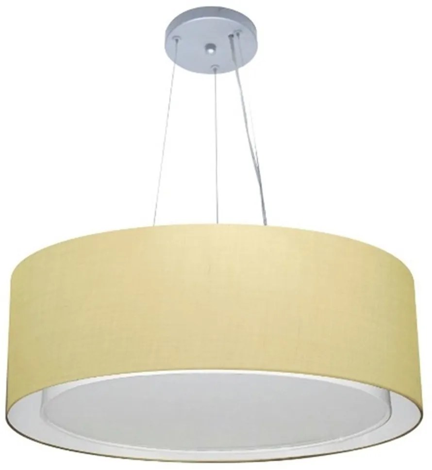 Lustre Pendente Cilíndrico Duplo Md-4126 Cúpula em Tecido 80x30cm Algodão Crú - Bivolt