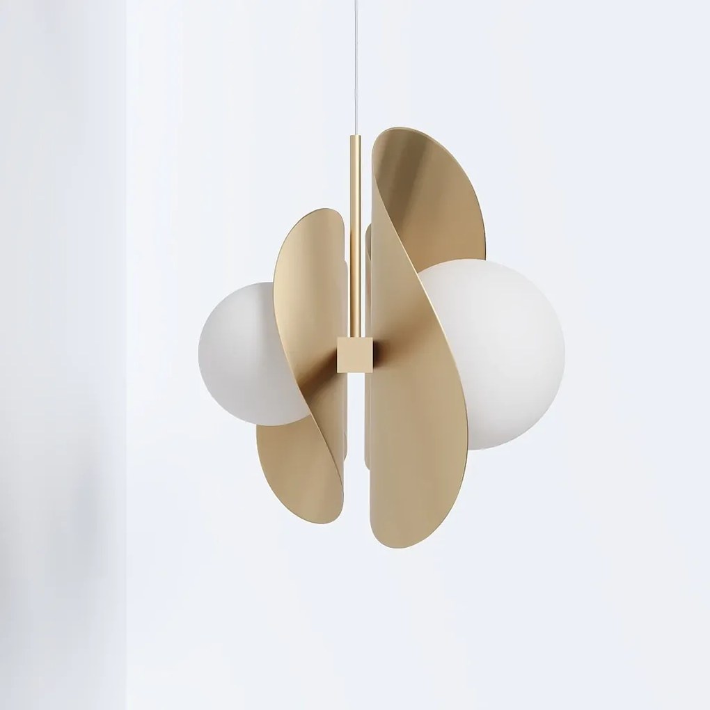 Pendente Calandra Linear 27X21X95Cm Alumínio E Globo Ø10Cm Fosco 4Xg9... (PRETO / CHAMPANHE, FOSCO)