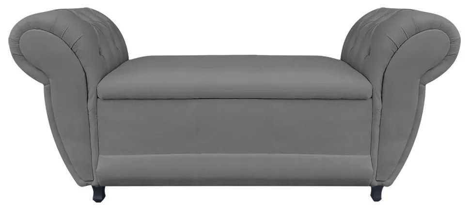 Recamier com Baú Grécia Namoradeira Calçadeira Suede Grafite - D'Rossi