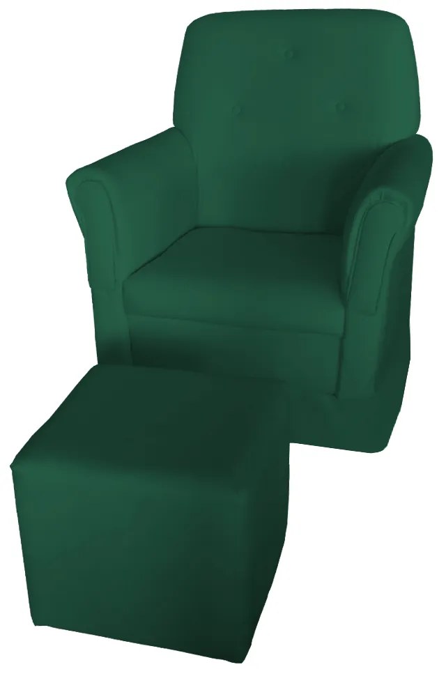 Poltrona Suzi Amamentação Balanço + Puff Suzi Suede Verde Bandeira