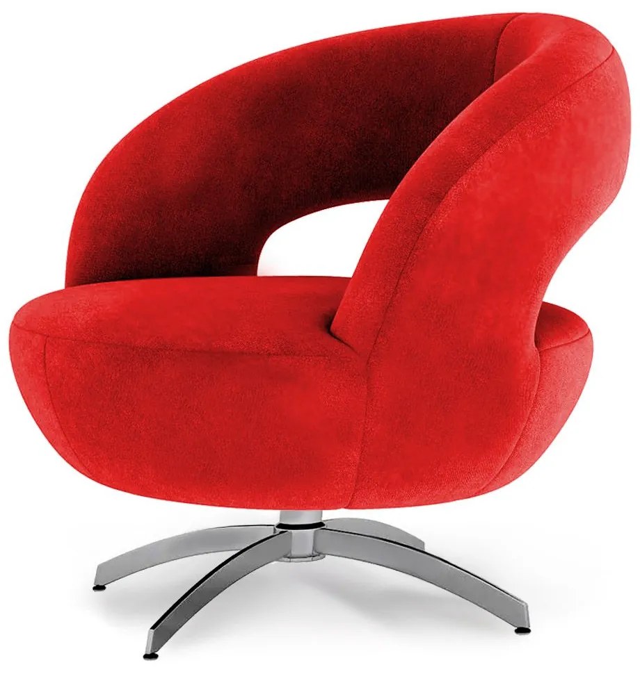 Poltrona Decorativa Base Giratória Topázio Veludo Vermelho - Sheep Estofados - Vermelho