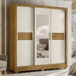 Guarda Roupa Casal 202cm Com Espelho Arden Freijó/Off Z17 - Mpozena