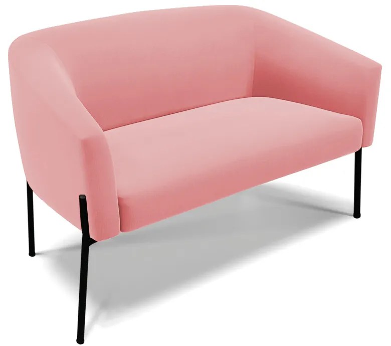 Namoradeira e 2 Poltronas Pé de Ferro Preto Stella Suede D03 - D'Rossi - Rose