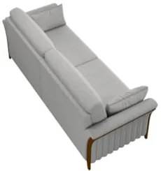 Sofá Living 3 Lugares 222cm Pés Madeira Roya Z32 Linho Cinza - Mpozena