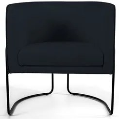 Poltrona Decorativa Base Aço Betina C-05 Sintético Preto - Domi