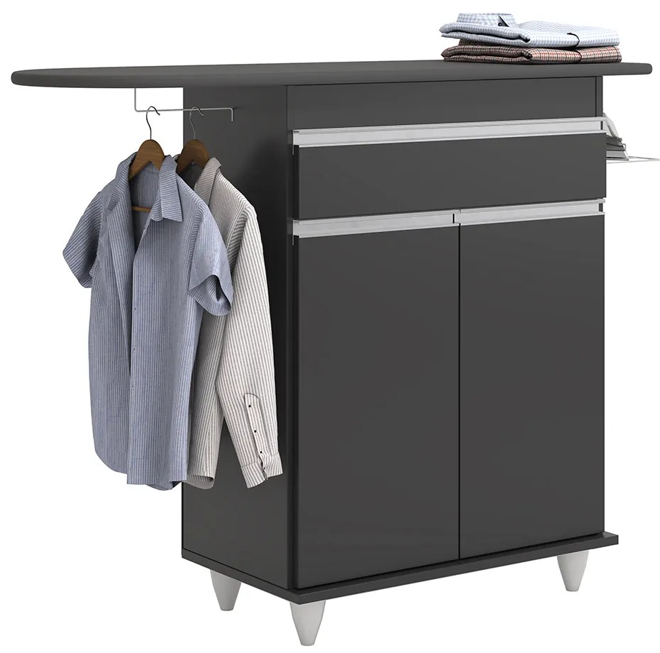 Tábua de Passar Com Balcão 02 Portas Alice Preto 119 Cm L06 - D'Rossi