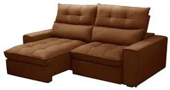 Sofá Retrátil Reclinável 3 Lugares 210cm Damy F05 Veludo Terracota - M