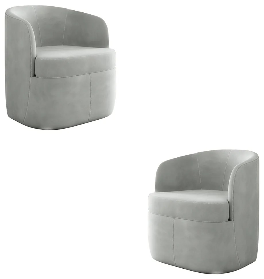 Kit 2 Poltronas Decorativas Design Moderno Bel Sala de Estar Base Giratória Veludo Cinza G33 - Gran Belo